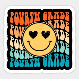 Boho  Retro Groovy Smile 4th Fourth Grade Teacher Sticker